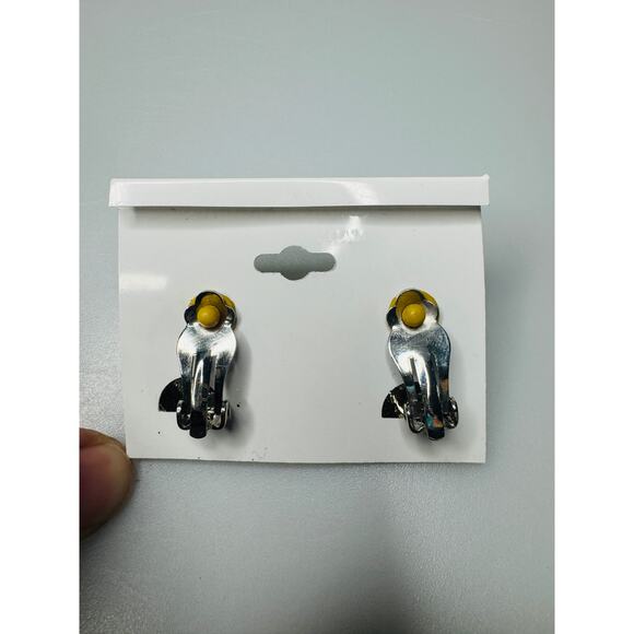 Metal Robe and Rhinestone Clip-On Fashion Earrings - Picture 4 of 5